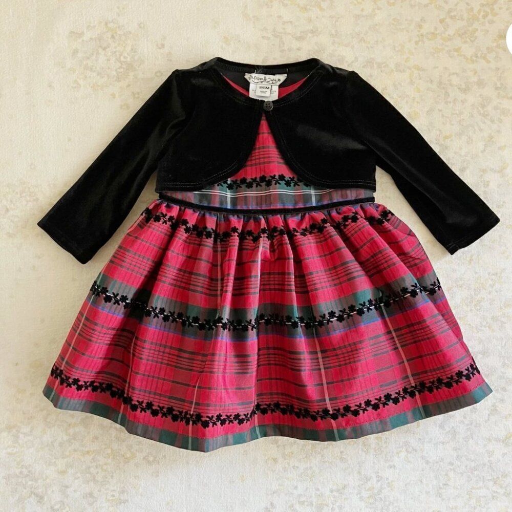 Pippa and Julie Red plaid and velvet 2-piece holiday party dress NWT size 18 M